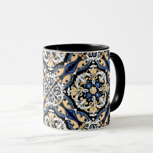 Taza Azul Amarillo Blanco Negro Azuleju Español Marroqu