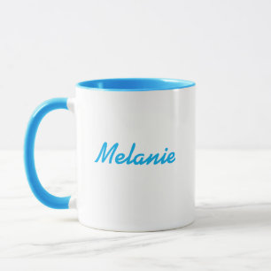 Taza Azul Blanca Minimalista Moderna con Nombre Mo