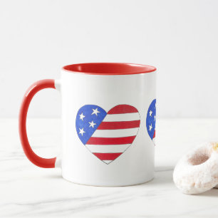 Taza Azul blanco rojo Patriótico Bandera estadounidense