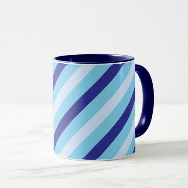 Taza Azul, Blanco Y Turquesa De La Armada A Rayas (Anverso derecho)