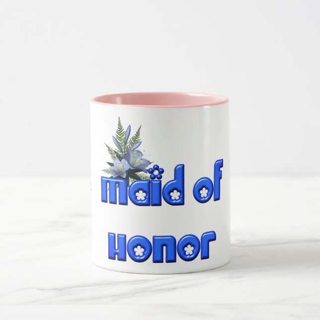 Taza Azul Boda Personalizado De Honor (Centro)