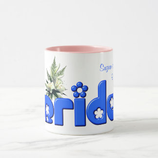 Taza Azul Boda personalizado de novia