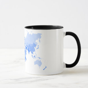 Taza Azul claro arrugada mapa del mundo