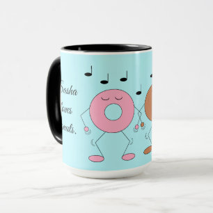Taza Azul claro de Donuts bailando