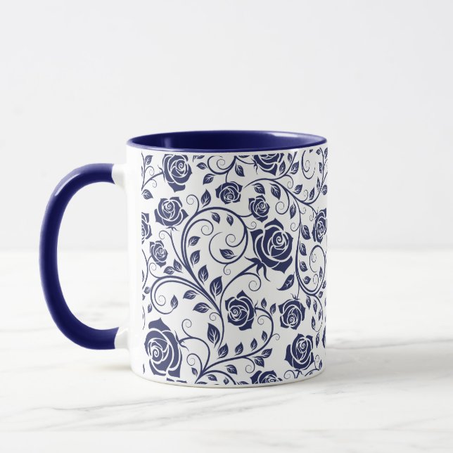 Taza Azul cobalto con Rosas (Izquierda)