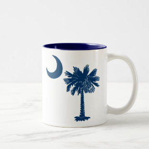 Taza azul de Carolina del Sur del Palmetto