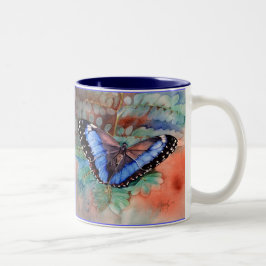 Taza azul de la gratitud de la acuarela de Morpho