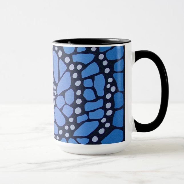 Taza azul de la mandala de la mariposa (Derecha)