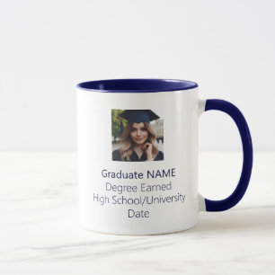 Taza Azul de la Marina de Posgrado Personalizada