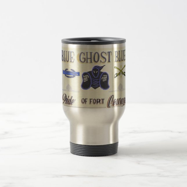 Taza azul de la muestra de los azules del fantasma (Centro)