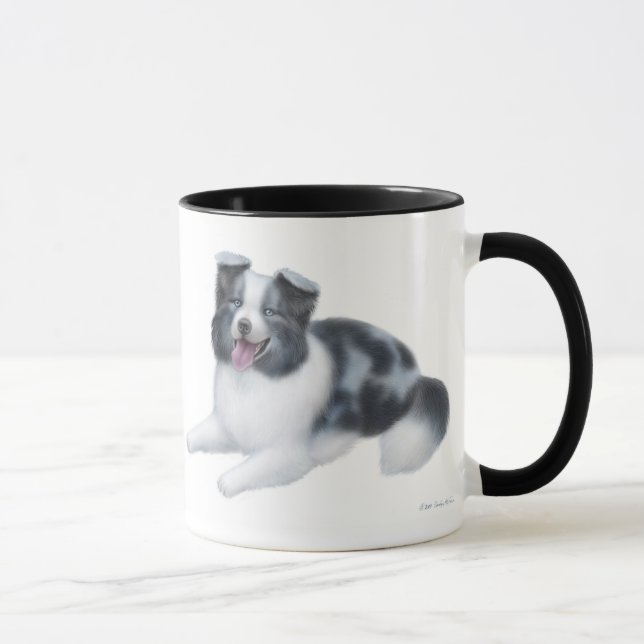 Taza azul de Merle del border collie (Derecha)