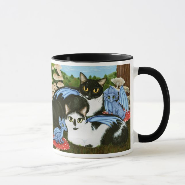 Taza azul del arte de la fantasía de las setas de (Derecha)