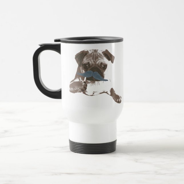 Taza azul del barro amasado del bigote (Izquierda)