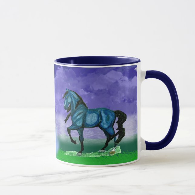 Taza azul del caballo de Paso Fino (Derecha)