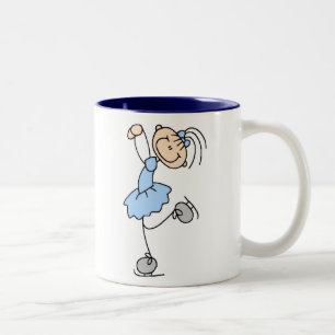 Taza azul del chica del patinaje de hielo