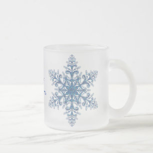Taza azul del copo de nieve