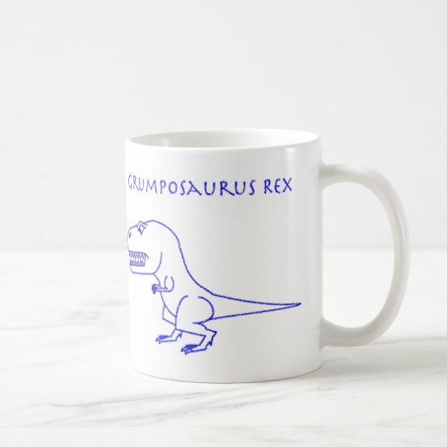 Taza azul del creyón de Grumposaurus Rex (Derecha)