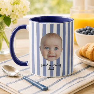 Taza azul del Día del Padre con foto de bebé perso