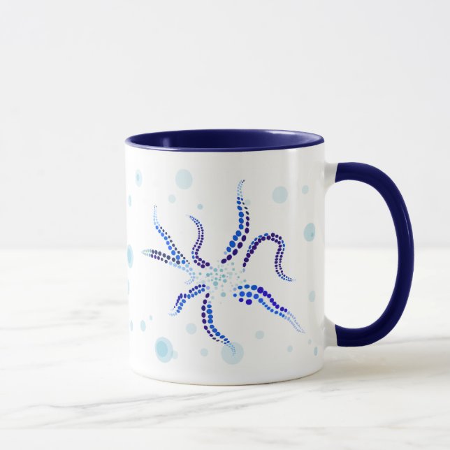 Taza azul del jardín del pulpo (Derecha)