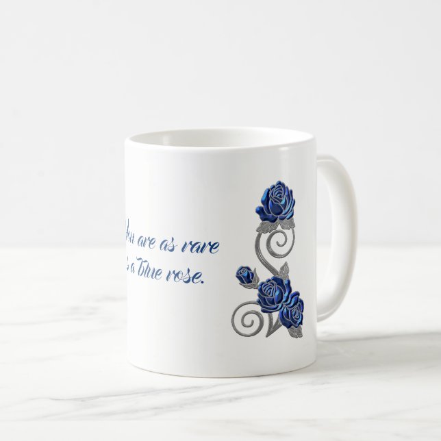 Taza azul del regalo del sentimiento de los rosas (Anverso derecho)