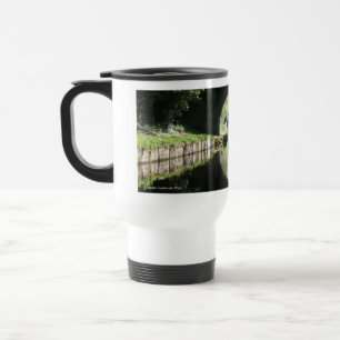 Taza azul del viaje del canal de Llangollen del