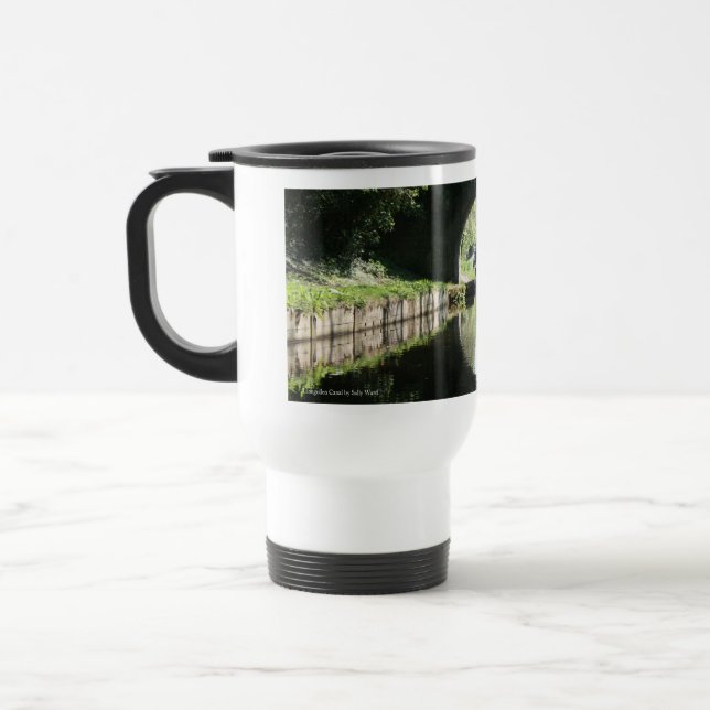Taza azul del viaje del canal de Llangollen del (Izquierda)