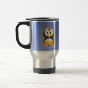 Taza azul del viaje del pingüino