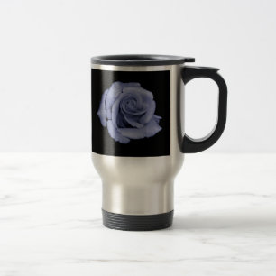 Taza azul del viajero del viaje del rosa