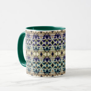 Taza Azul étnico, ikat beige