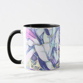 Taza Azul Floral Monograma Y Púrpura