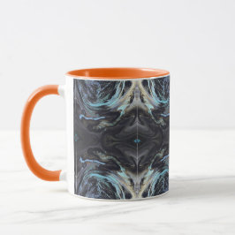 Taza Azul Galaxia Oscuro Mármol Dorado Fluido Arte Nara