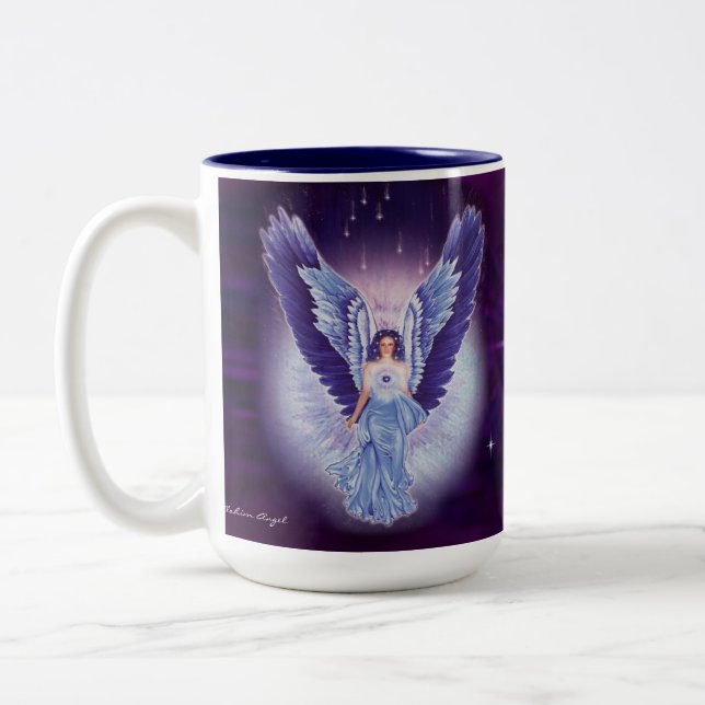 Taza azul gloriosa del ángel del zafiro (Izquierda)