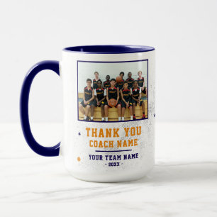 Taza Azul Gracias Entrenador Nombre del Equipo Foto