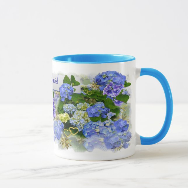 Taza AZUL HYDRANGEAS ~ Ringer Mug (Derecha)