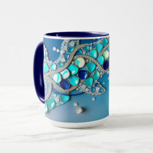 Taza Azul Iridescente Mosaico Fresco