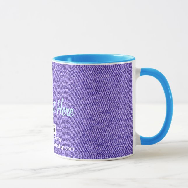 Taza Azul Jean Material, Tu Texto Aquí (Derecha)