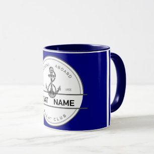 Taza Azul marina Ancla náutica club de yates barco mari