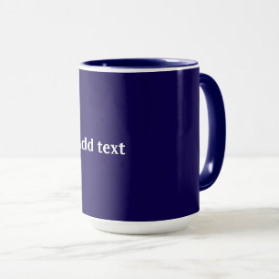 Taza Azul marino color sólido, texto blanco,