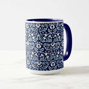 Taza Azul marino con estampado floral