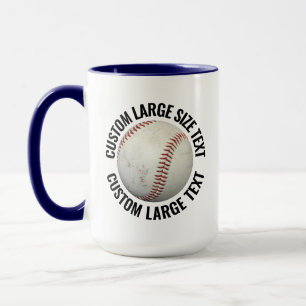 Taza Azul Marino Grande Texto Combo 15oz Béisbol Person