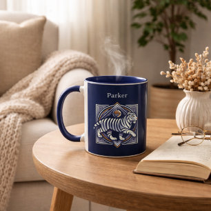 Taza Azul Marino Vintage Tiger