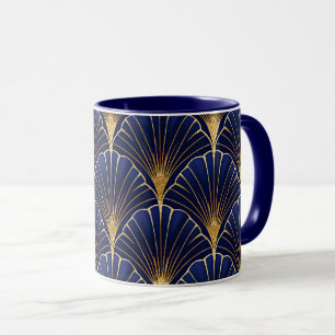 Taza Azul marino y art deco dorado
