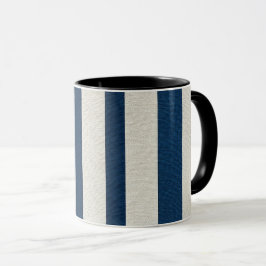 Taza Azul Marino y Crema Raya Vertical Sin Costuras