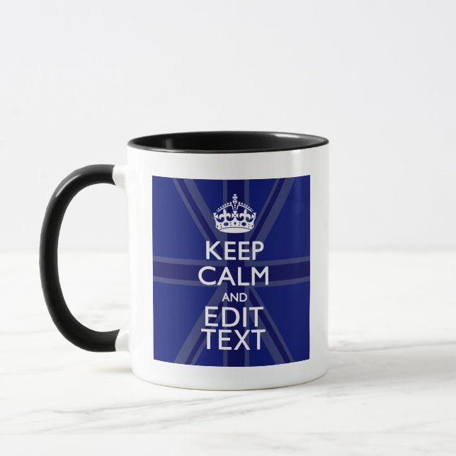 Taza Azul Medianoche Mantengan la calma Tengan su Union (Izquierda)