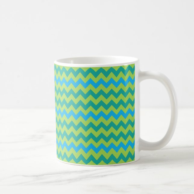 Taza Azul Moon Chevron Patrón Verde Azul (Derecha)