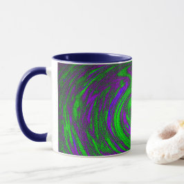 Taza Azul morado y Swirly verde Resumen del arte