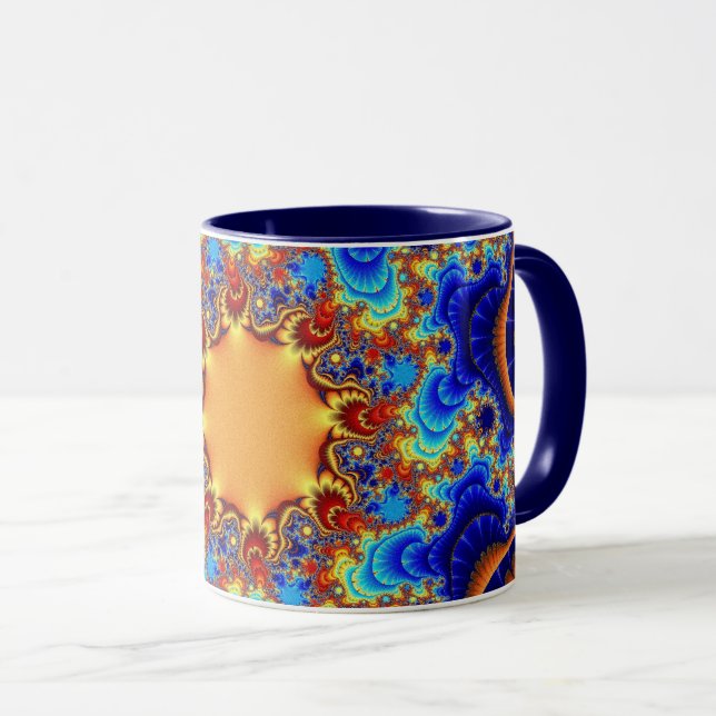 Taza Azul, Naranja y amarillo de moda (Anverso derecho)