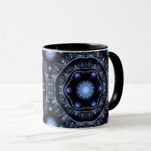 Taza Azul negro brillante encaje Verde azulado Boho Fra
