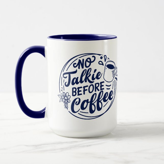Taza Azul No Talkie Antes Del Café (Izquierda)