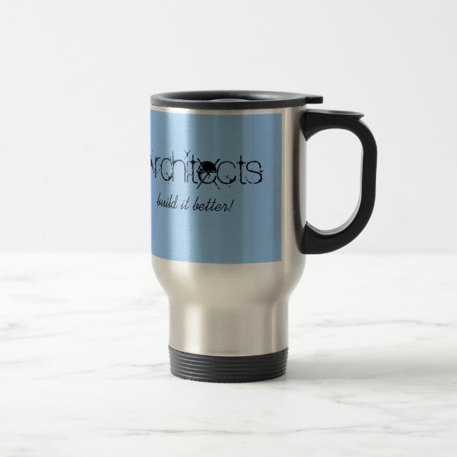 Taza azul personalizada del arquitecto del acero (Derecha)
